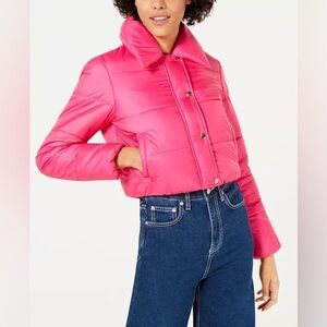 Women’s Bar III Hot Pink Cropped Puffer Jacket